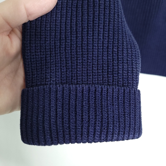 RALPH LAUREN Purple Label Silk Navy Ribbed Sweater Women's LARGE - Picture 9 of 16